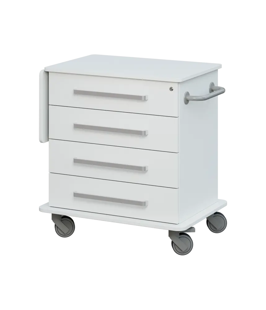 DEXTER 02 vozík asistenční, korpus a desky bílá / zásuvky bílá